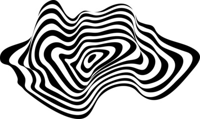 Abstract black and white stripe shape. Liquify Wave form.