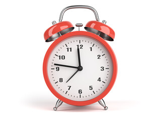 Red Alarm clock isolated on white background