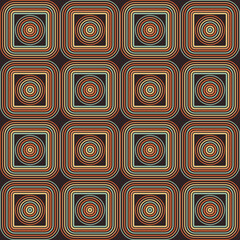 Fototapeta premium Abstract background geometric concept design. Seamless pattern graphic poster. Retro vintage design style. Squares with rounded edges built from thin stripes. Vector illustration. 
