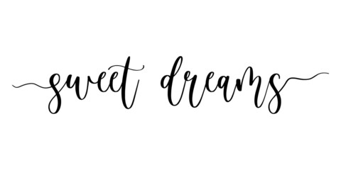 Vector illustration of Sweet Dreams handwritten modern brush lettering. Banner design, poster, print, flyer, calligraphy isolated on white background