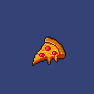 piece of cheese pizza in pixel art style