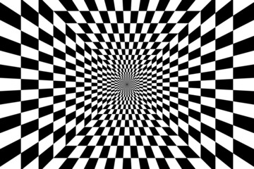 Vector abstract checkered background. Simple illustration with optical illusion, op art. - 508008125
