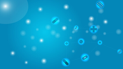  medical abstract background with medical icons and blue background with gradient