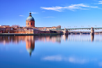 View on the Garonne river in Toulouse, France