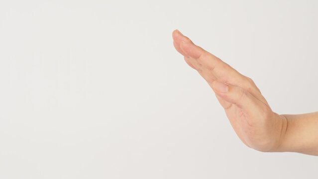 Ray hand sign (pitch) or the hopeful tone on white background .The sign of tone in key