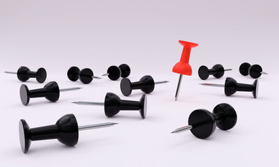 Obraz premium 3d illustration, push tacks , light background , 3d rendering