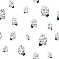 Arctic animal owl vector seamless pattern