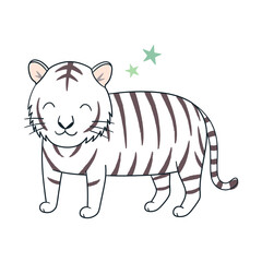 微笑む白い雄の虎と星