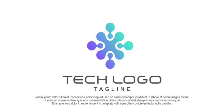 Tech logo with creative concept premium vector