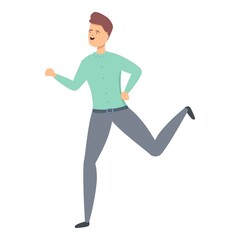 Happy running boy icon cartoon vector. Emotion marketing. Business train