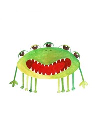 Watercolor set of cute monsters. Children's fun illustration.
