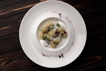 kurze dish on a plate. on wooden background