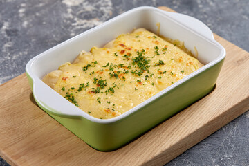 Italian pasta Cannelloni stuffed with meat