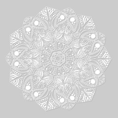 Round mandala with floral ornament. Oriental pattern, vector illustration. Decorative element in oriental style
