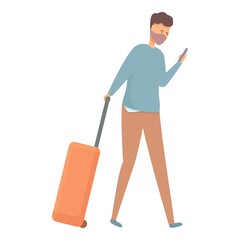 Take phone with mask icon cartoon vector. Travel trip. Airport summer