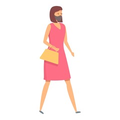 Woman trip in mask icon cartoon vector. Family travel. Summer tourism