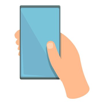 Take Phone App Icon Cartoon Vector. Finger Cell. Screen Hand