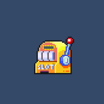 slot game machine in pixel art style