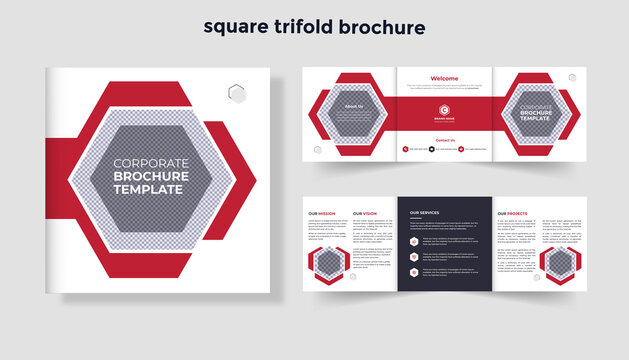 Corporate square trifold brochure design template