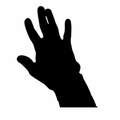 Obraz premium one hand reaches to the top on a white background.