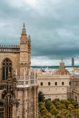 Fototapeta na wymiar view of part of cathedral of Seville on cloudy day