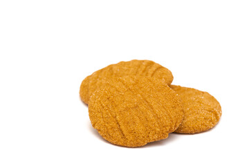 Tasty and chewy ginger cookies on white