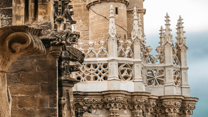 Naklejka premium details of Gothic construction of cathedral of Seville