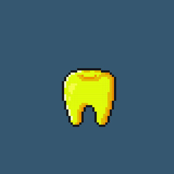 golden teeth in pixel art style