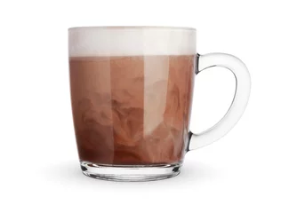 Poster Cup with delicious cocoa drink with milk isolated © spaxiax