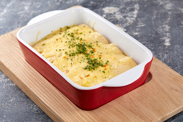 Italian pasta Cannelloni stuffed with meat