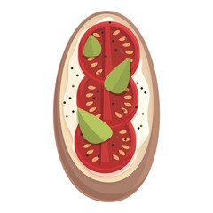 Tomato bruschetta icon cartoon vector. Recipe italian. Food toast