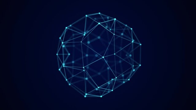 Futuristic digital shape from dots and lines. Network connection structure. Big data visualization. 3D rendering.	
