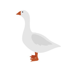 Vector hand drawn flat goose duck isolated on white background