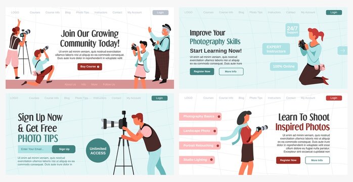 Photography courses offer at landing banner set