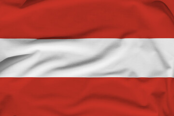 Austria national flag, folds and hard shadows on the canvas