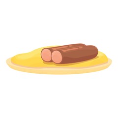 Dutch fried sausage icon cartoon vector. Culture cuisine. Food board