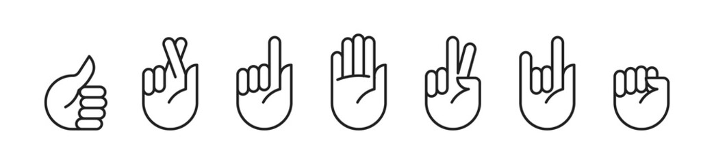 Hand gesture line icon set. Vector EPS 10