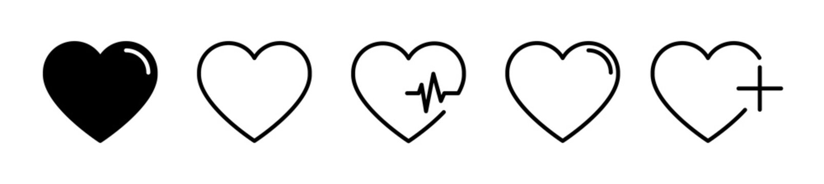 Heart Icon Set. Heartbeat Icon. Medical Sign Set. Vector EPS 10