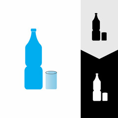 Plastic bottle and glass vector icon