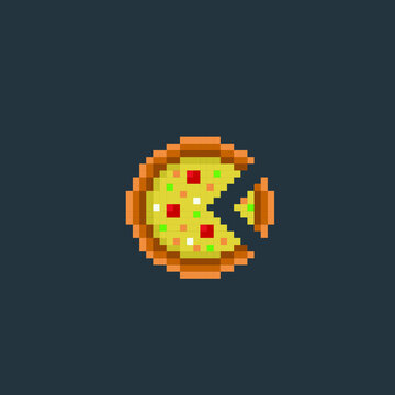 pizza in pixel art style