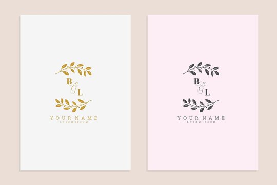BL initial wedding floral simple modern vector graphic template