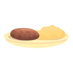 Mashed potato cutlet icon cartoon vector. Austrian food. Dumpling beef