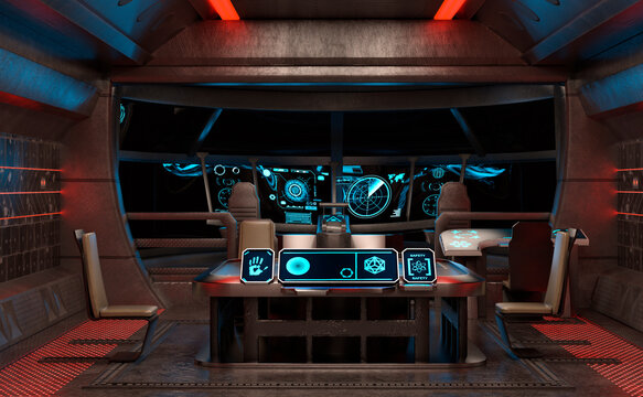 3D Rendering Science Fiction Space Cockpit
