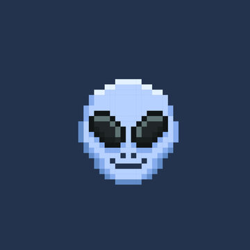 alien head in pixel art style