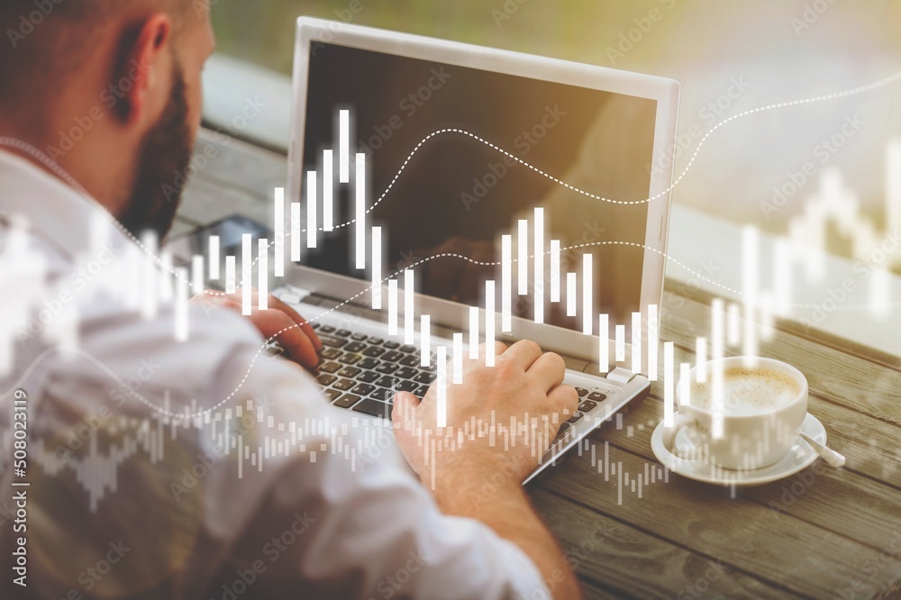 Canvas Prints Business graph and chart on monitor