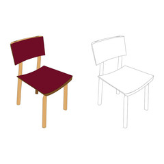 3d chair for coloring book