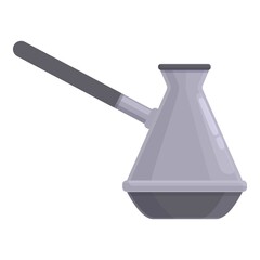 Arab coffee pot icon cartoon vector. Cezve cup. Cafe copper