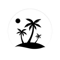 The silhouette of three palm trees. The theme of the sea and vacation.