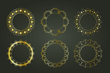 frame set border ornate vintage golden classic ornamental antique elements graphic banner decorationelegant collection bundle