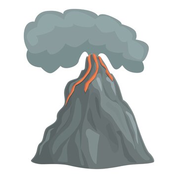 Volcano exploding icon cartoon vector. Volcanic eruption. Lava explosion